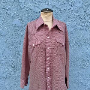 Vintage Western Shirt Button Down Red Size Large 48 Panhandle Slim